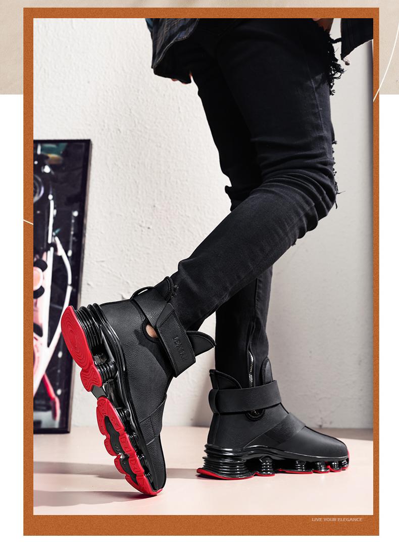 Men's Casual Boots Perforated Sole Sports Shoes Anti-Slip Running Shoes Adjustable Lacing Design All-Season Comfortable Shoe Style Training Athletic Black