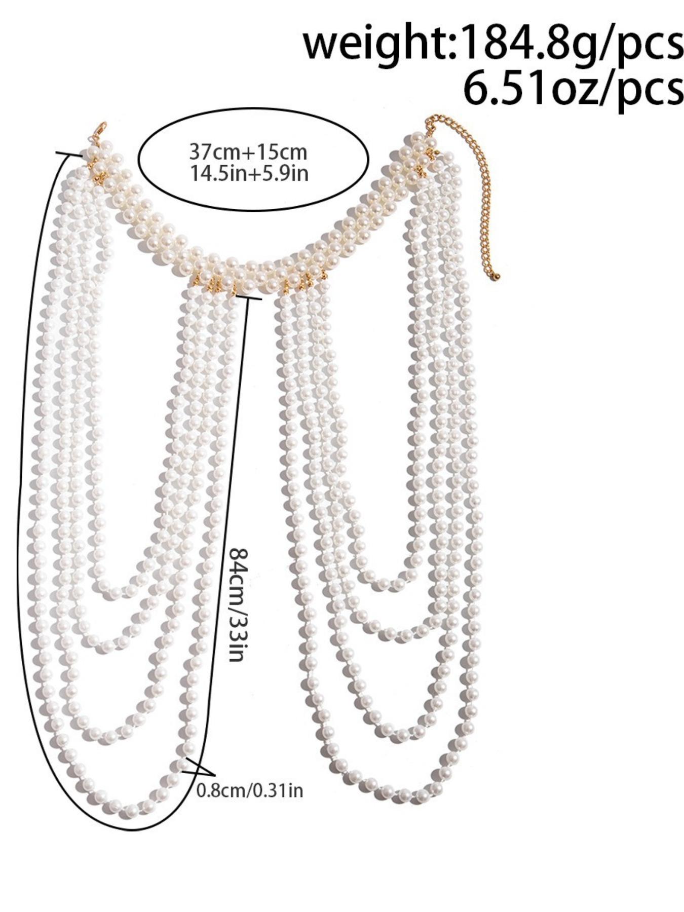 Bridal Tassel Imitation Pearl Shoulder Chain Necklace, Elegant Shawl Wedding Jewelry, Women's Accessory, New 2026 Design