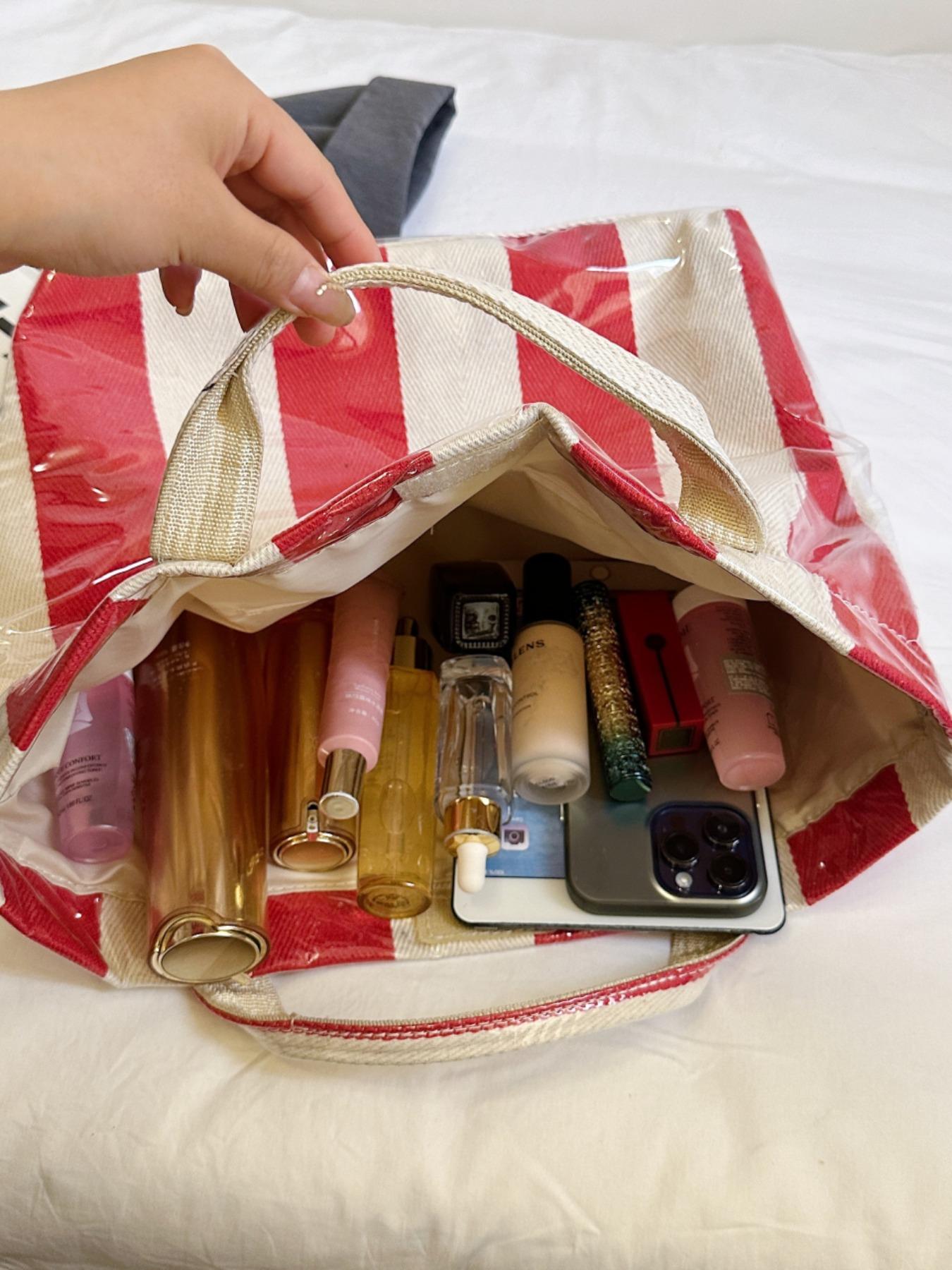 New Large Capacity Striped Tote Bag, Simple Fashion Colorblock Handbag, Daily Commute Shopping Bag, Women's Underarm Bag, Commuter Tote Bag