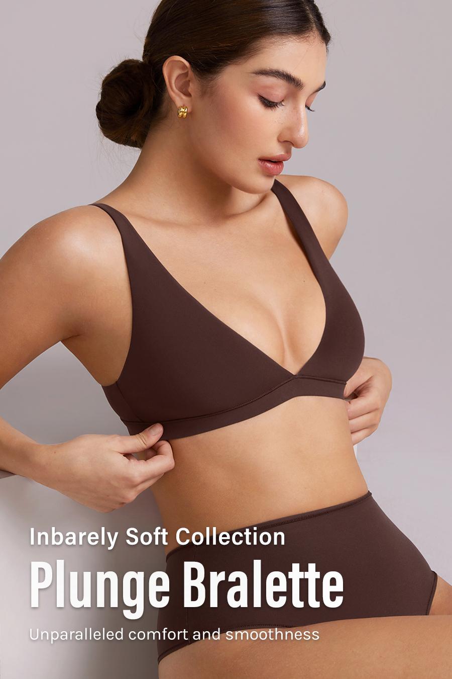 INLYRIC Women's Inbarely Soft Plunge Bralette Deep V Unlined Triangle No Padding No Underwire Sexy Comfort Sleep Bra SpringStatements