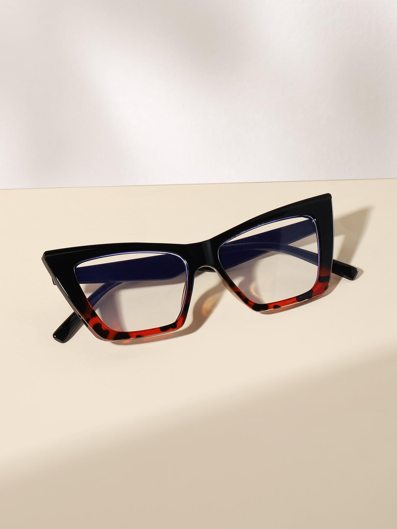 Women's Fashion Cat Eye Color Block Frame Glasses, Stylish Eyeglass, Casual Eyewear, Retro Style, Perfect for Students Daily Use, Clothing Accessory, Trendy Casual Eyeglasses