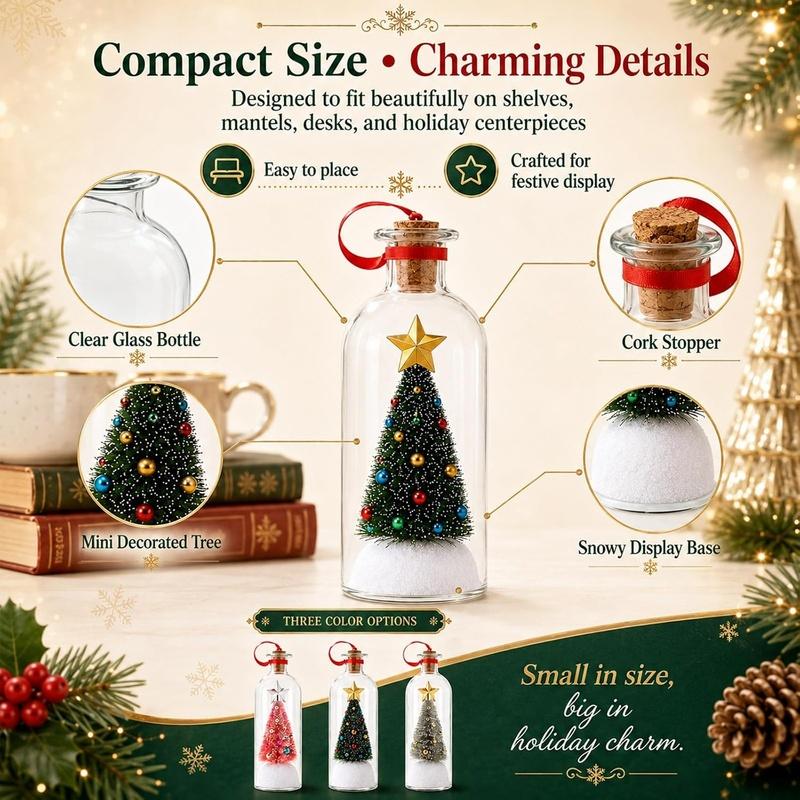 2027 Christmas Message in A Bottle Tree Recordable Snow Globe Forever Voice Ornament Playback Cork Glass Sentimental Gift Personalized Winter Vial Greeting Festival Party New Year Card Idea Handmade Christmas Decor