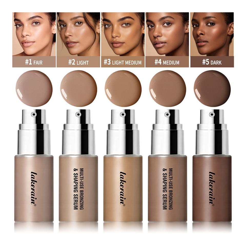 Available in 4 shades, all-in-one contouring and highlighting, liquid contouring, natural contouring, long-lasting contouring, with applicator brush, bronze contouring, dual-ended contouring