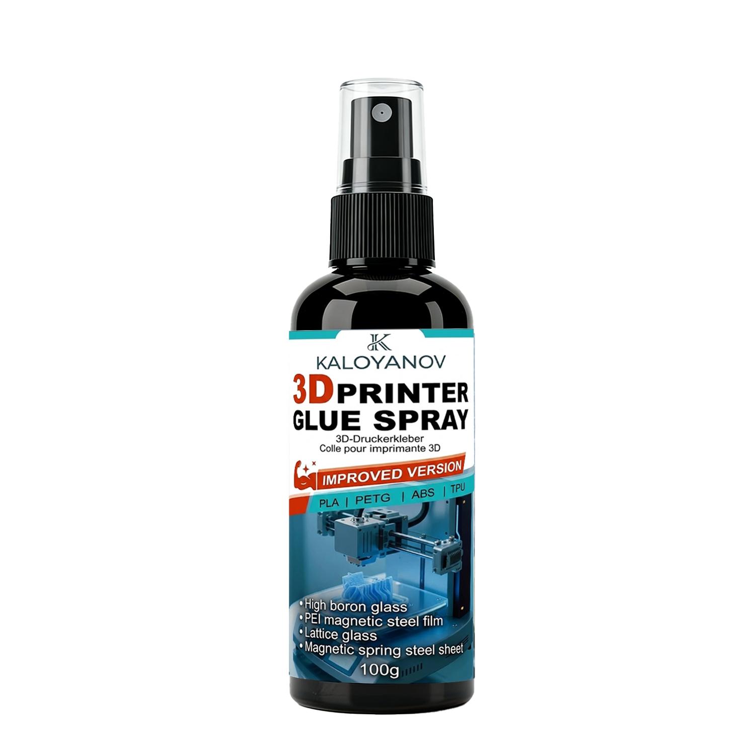 Upgraded 3D Printer Glue Spray Strong Bed Adhesion Anti-Warping Adhesive for PLA PETG ABS TPU Filament Perfect First Layer on PEI Sheet Glass Bed Magnetic Spring Steel 3D Printing Accessories No Curling Easy Release 100g Must Have Tech Tool