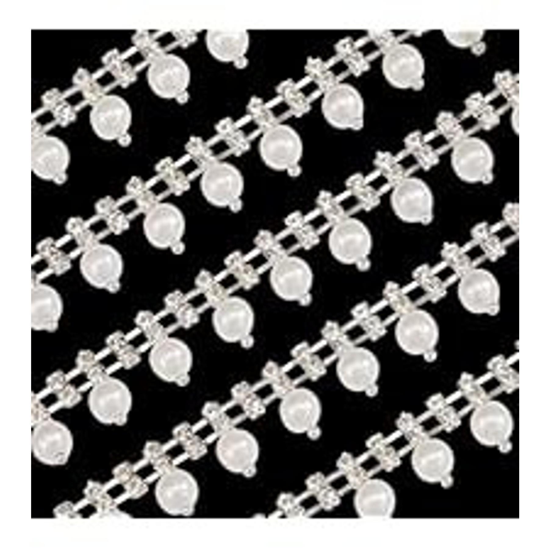 1 Yard Pearl Tassel Rhinestone Fringe Trim Rhinestone Pearl Tassel Chain Diamond Crystal Tassels Fringe Trim for Sewing Crafts Wedding Dress Clothing Accessories DIY Decoration Silver