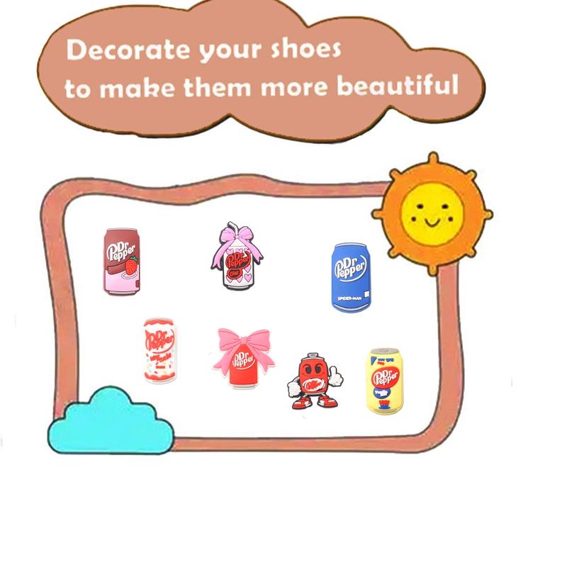 13-Piece Dr Pepper Drinks Series Shoe Accessories Set, Shoe Charms For Clogs Shoe Decoration Premium Quality Popular Shoe Accessories for Great Gift