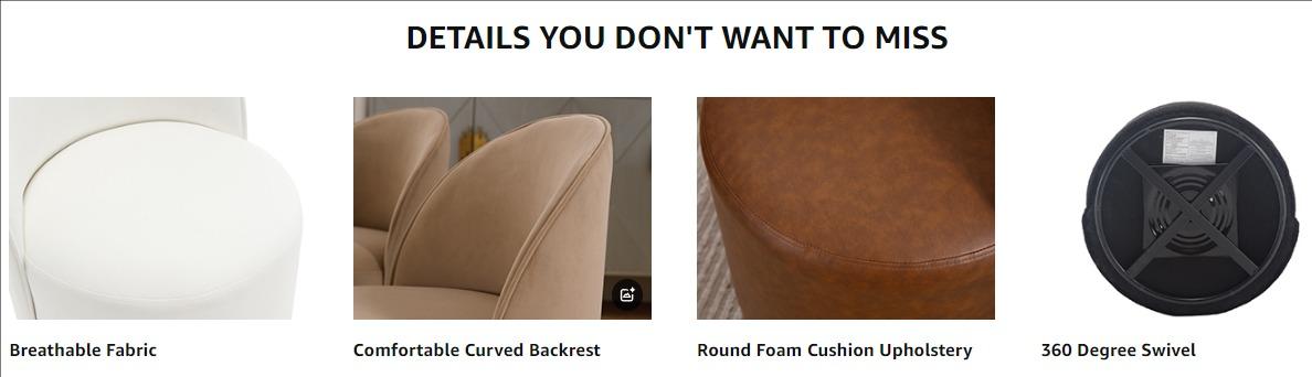 CHAIRUS Swivel Accent Chair, Modern Dining Chair with Round Barrel Back for Dining Room, 1 PC, Black Sherpa CHAIRUS Swivel Accent Chair, Modern Dining Chair with Round Barrel Back for Dining Room, 1 PC, Black Sherpa