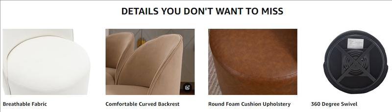 CHAIRUS Swivel Accent Chair, Modern Dining Chair with Round Barrel Back for Dining Room, 1 PC, Black Sherpa