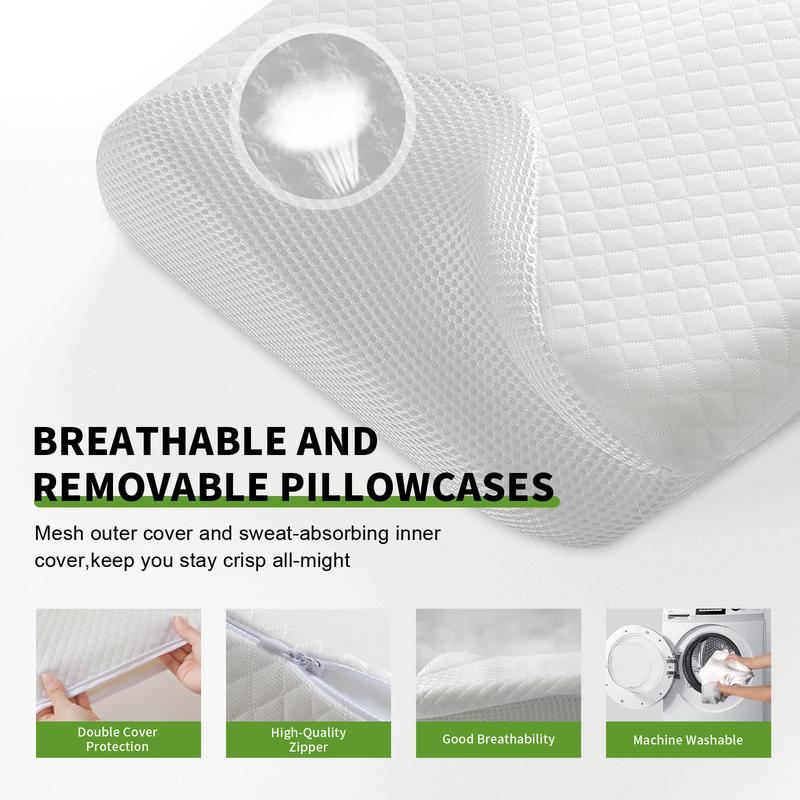 Easy-Going Memory Foam Pillow, Breathable Cervical Neck Pillow, Multifuctional Pillow for Neck Shoulder Pain Relief, Bed Contour Pillow for Side, Back Sleepers, Bedding Accessories