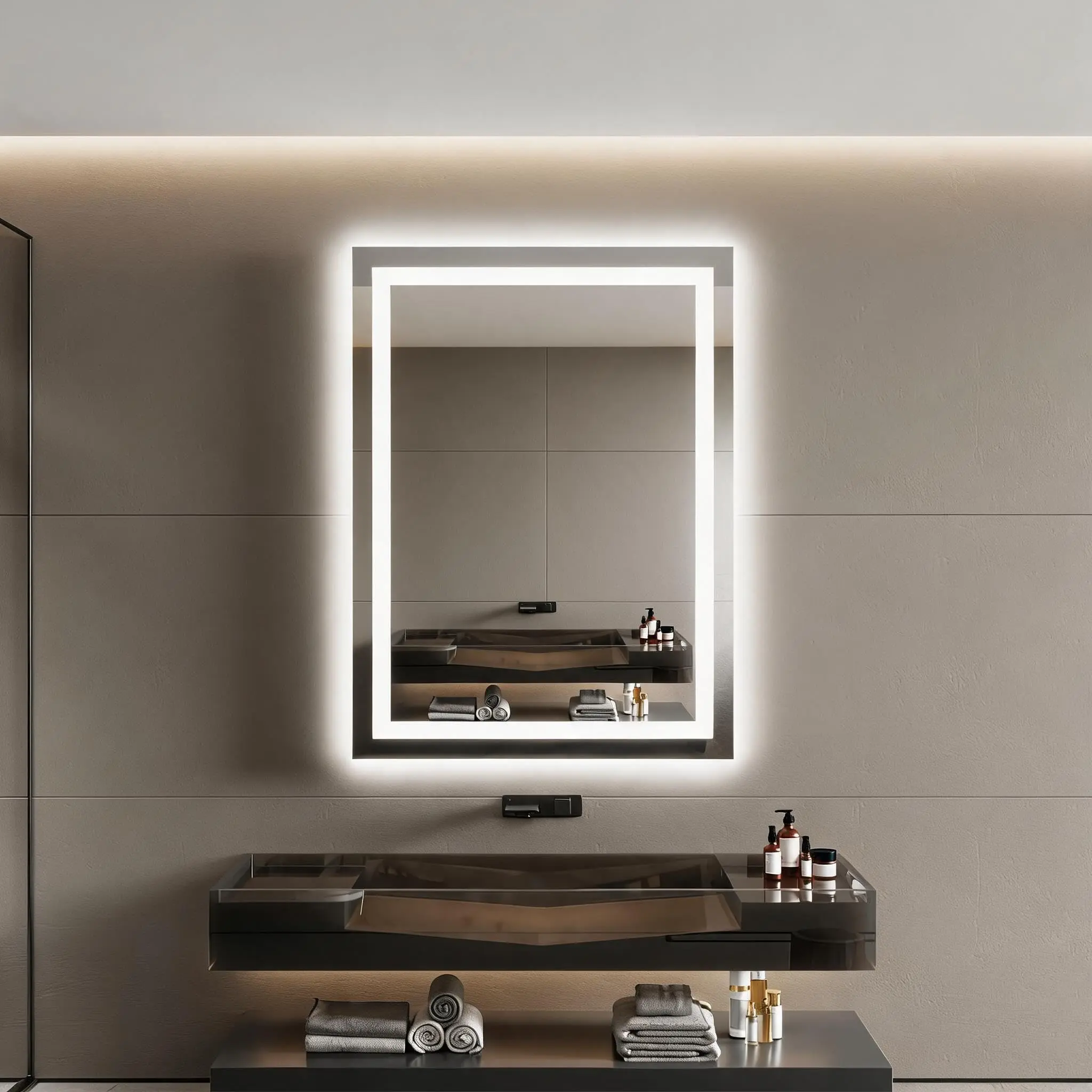 GARVEE 40x32 Frameless LED Bathroom Mirror with Lights, 3CCT Dimmable, Backlit + Front Lit, Memory Function, Anti-Fog, Shatter-Resistant Tempered Glass, ETL Listed,Vanity Mirror with Lights for Wall