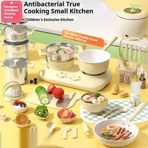 JONE Kids Real Cooking Mini Kitchen Set 3C Certified Safe Cookware Pretend Play Toy For Girls Aged 6 8 10 New Year Birthday Gift