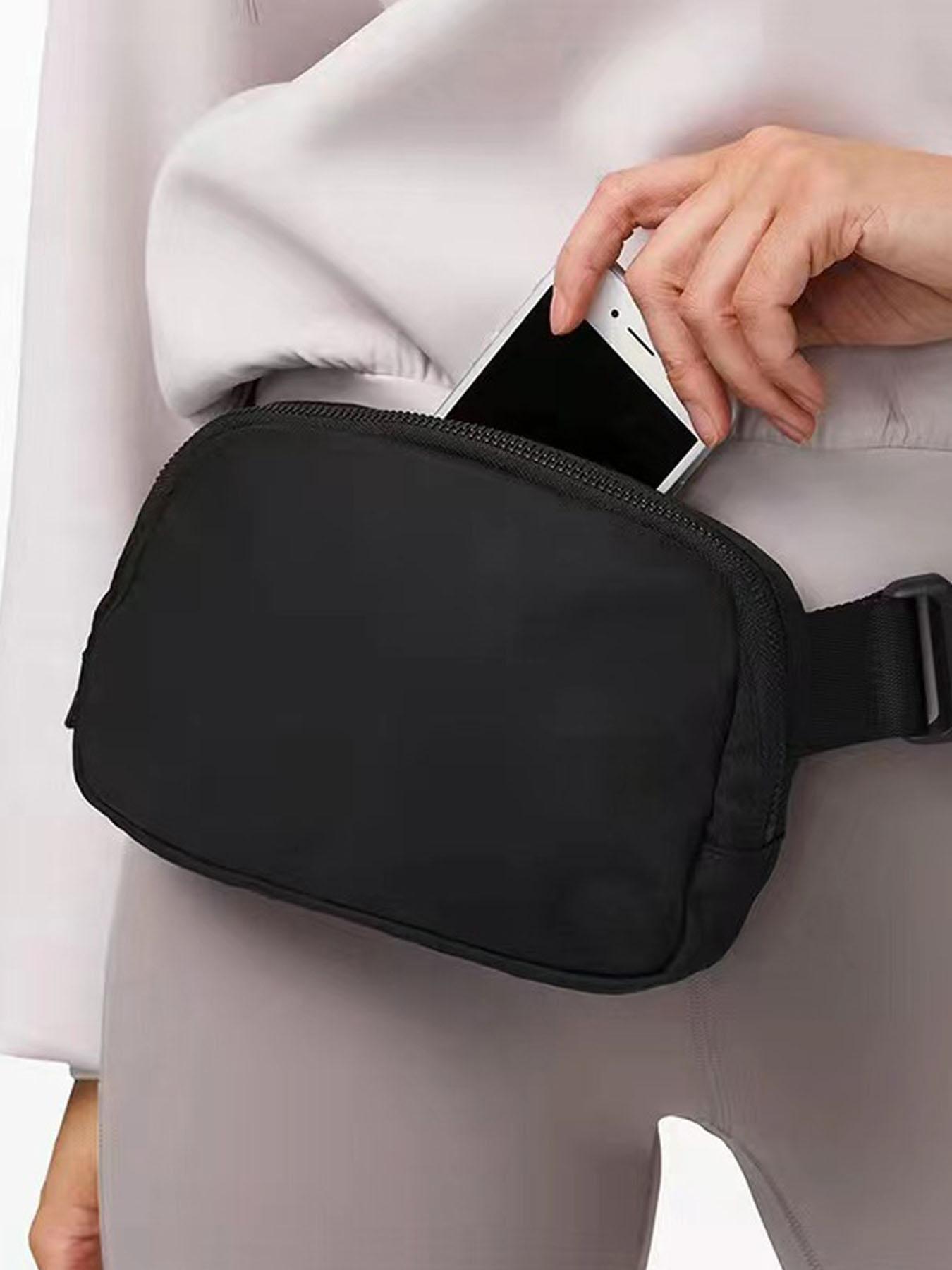 Fanny Zipper Belt Bag Waist Pack Crossbody Bags Bum Bag for Running Hiking Travel Workout Adjustable Strap for Women -black