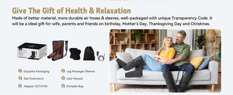 【FIT KING】 Leg and Foot Massager with Heating Leg Massager Boots Adjustable feetmassager for Black Friday Christmas gift