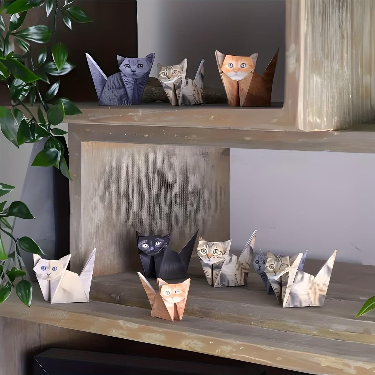 50pcs DIY 3D Paper Cat Dog Origami Kit, Step-By-Step Instructions, Pre-Cut Pieces, Easy Assembly, Fun Gift, Home Decor, No Glue Needed