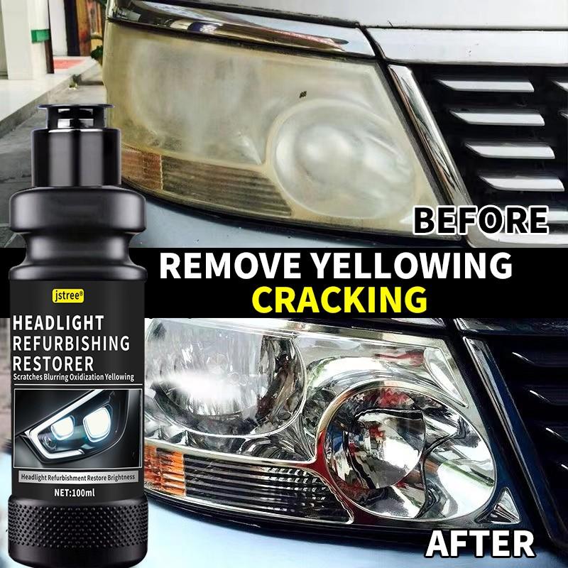 Jstree Car Headlight Restoration Liquid, Crack Scratch Repair, Lamp Cover Coating Brightening Polisher 100ML, Auto Care Essential