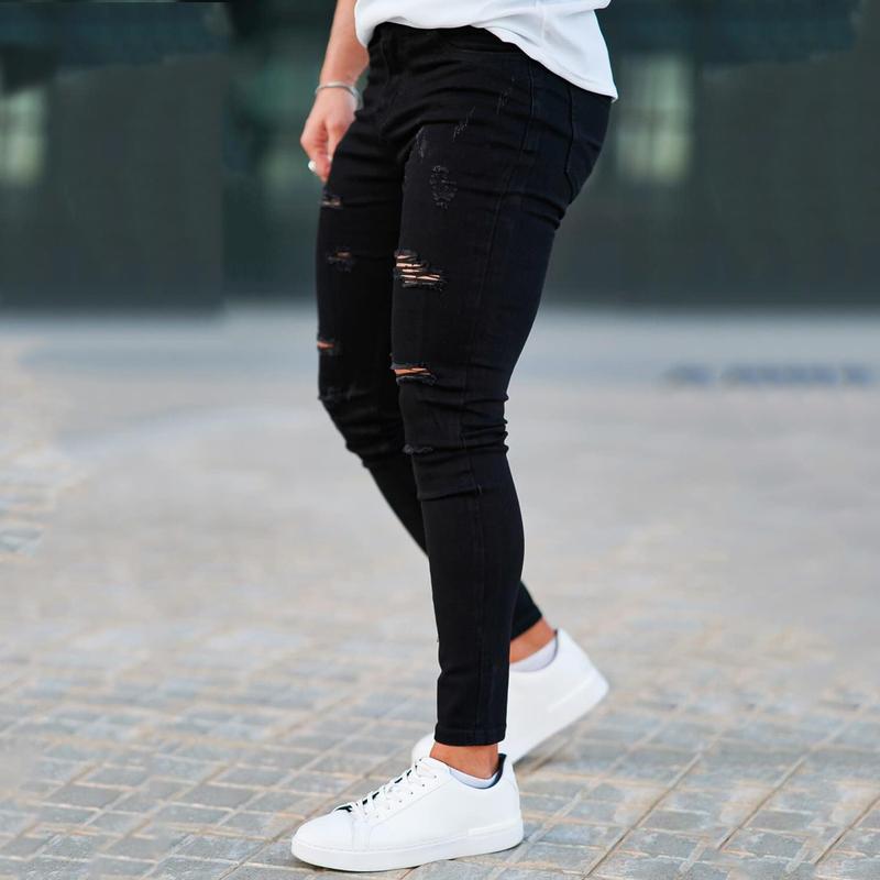 GINGTTO Men's Slim Fit Ripped Stretch Skinny Jeans Distressed Tapered Leg Fashion Pants