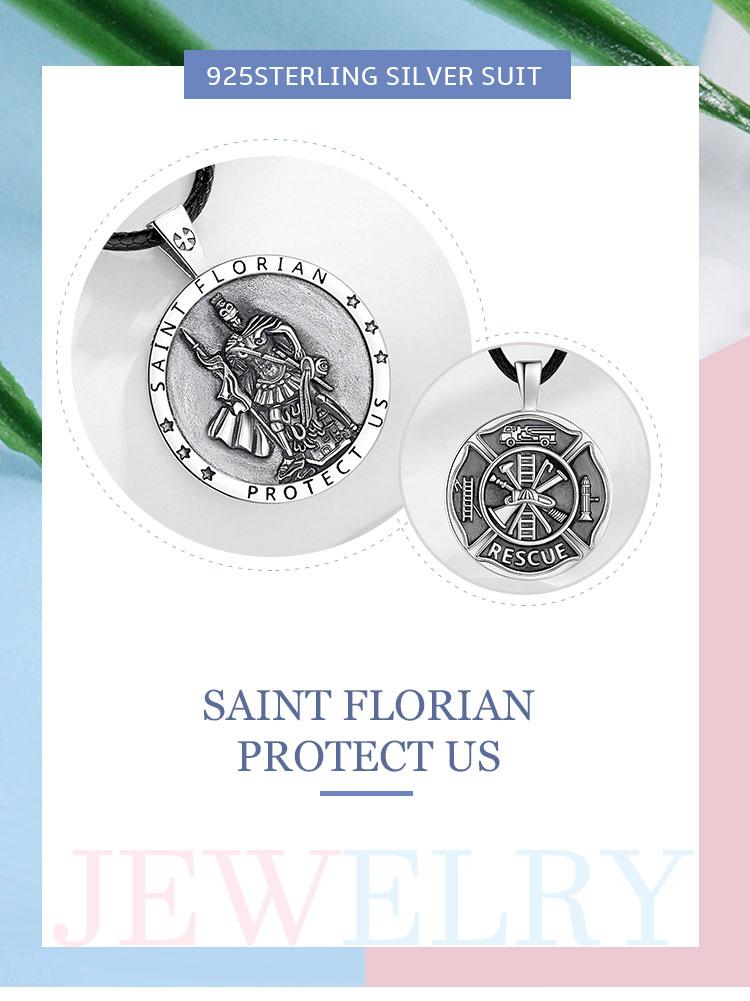 925 Sterling Silver Saint Florian Necklace, Reversible Firefighter Cross Pendant, Patron Saint Medal, Handmade Jewelry, First Responder Gift