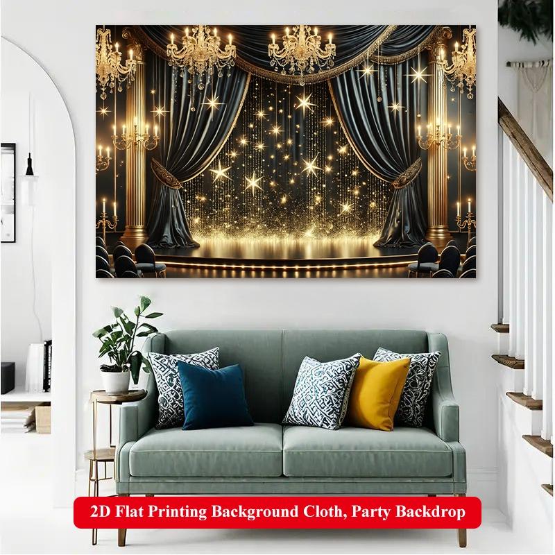 2D Flat Printing Backdrop Banner 1pc, Stage Decor, Indoor Backdrops With Vibrant Polyester Background Cloth for Family Party, Wedding, Birthday, Christmas, Thanksgiving, Room Decorations, Easy to Set Up, Reusable