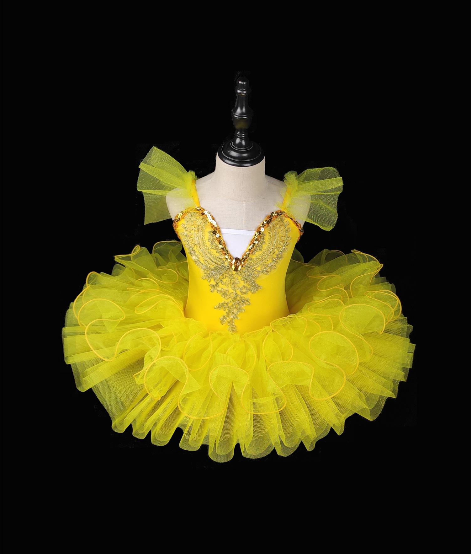 Girls' Little Swan Ballet Dance Dress New Soft Tulle Puffy Princess Dress Comfortable and Breathable Children's Stage Performance Outfit Girls' Dance Practice Versatile Tulle Dress