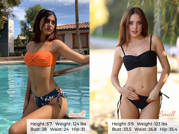 Tempt Me Women's Strapless Bandeau Bikini Set - Twist Front Two Piece Swimsuit Top with Side Tie Bathing Suit Bottom