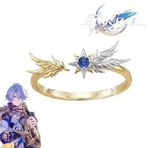 Game Honkai: Star Rail Phainon Khaslana Cosplay Ring Adjustable Copper Zircon Finger Rings Adult Unisex Fashion Party Prop