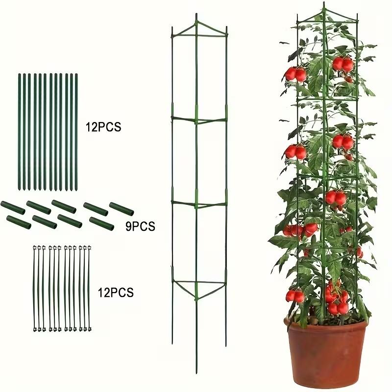 24/33 Piece Multifunctional Plant Support Stand, Garden Obelisk Trellis, Adjustable Height for Climbing Vegetables, Tomatoes, Gardening Plants, Easy Assembly, Reusable