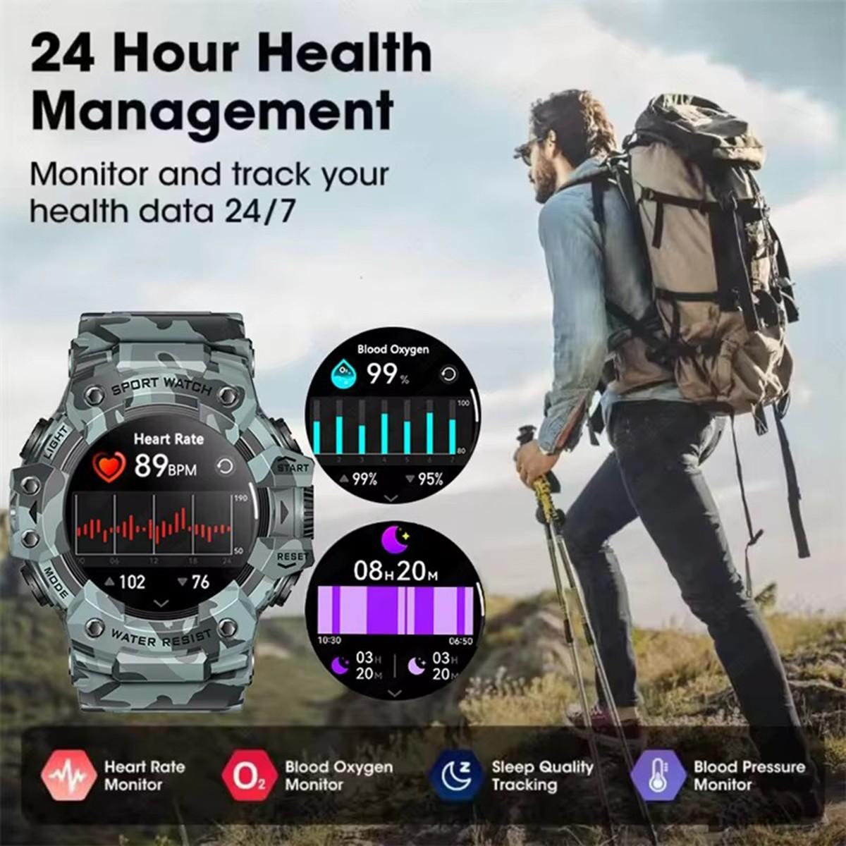 Military Grade Active Edge Sports Smart Watch, Men's Outdoor Fitness Compass, Heart Rate, Bluetooth-compatible Call, IP68 Waterproof, Smartwatch, Fitness Smart Watches, Rugged Outdoor Smartwatch