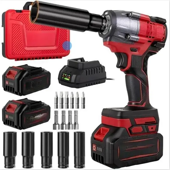 450N.m/332Ft-lbs Brushless Impact Wrench, 1/2" Cordless Impact with 4.0Ah Battery & 6 Sockets, Electric Impact Driver for Car/DIY Furniture/Lawn Mower