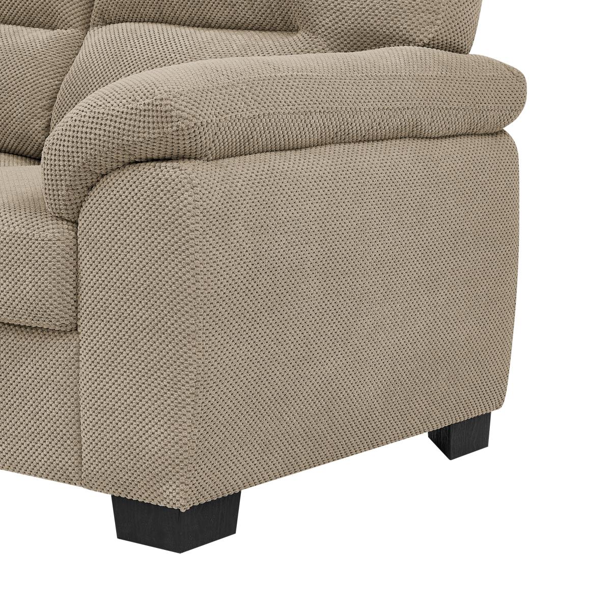 3-Seater Sofa, Camel Upholstered Couch, Modern Living Room Furniture, Textured Fabric Sofa, Minimalist Settee, Comfortable Armchair, Sturdy Frame Sofa