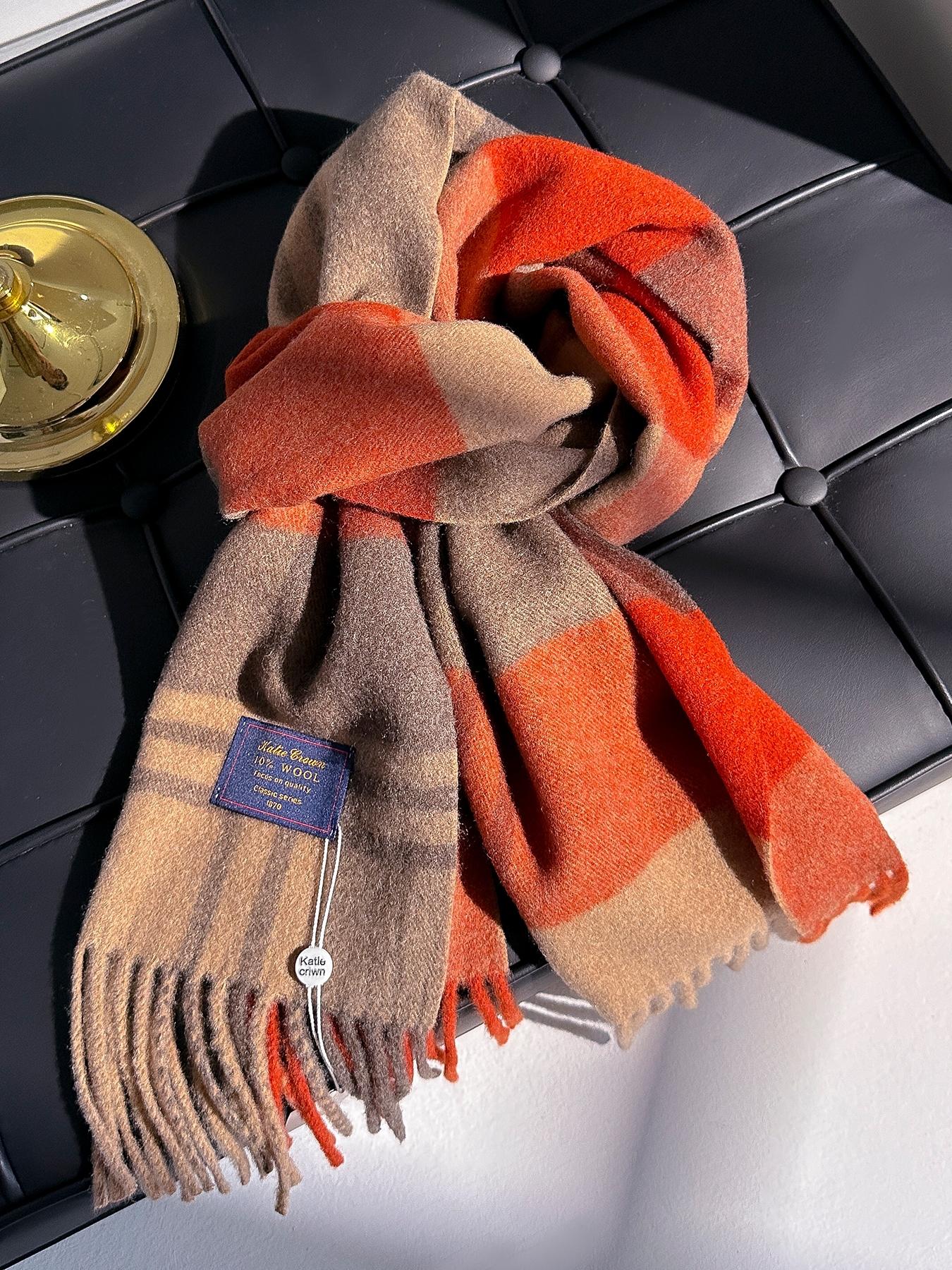 Women's Plaid Print Scarf with Fringe Decoration, Warm & Comfortable Fall/winter Accessory, Fashionable Boho Style for Women & Girls