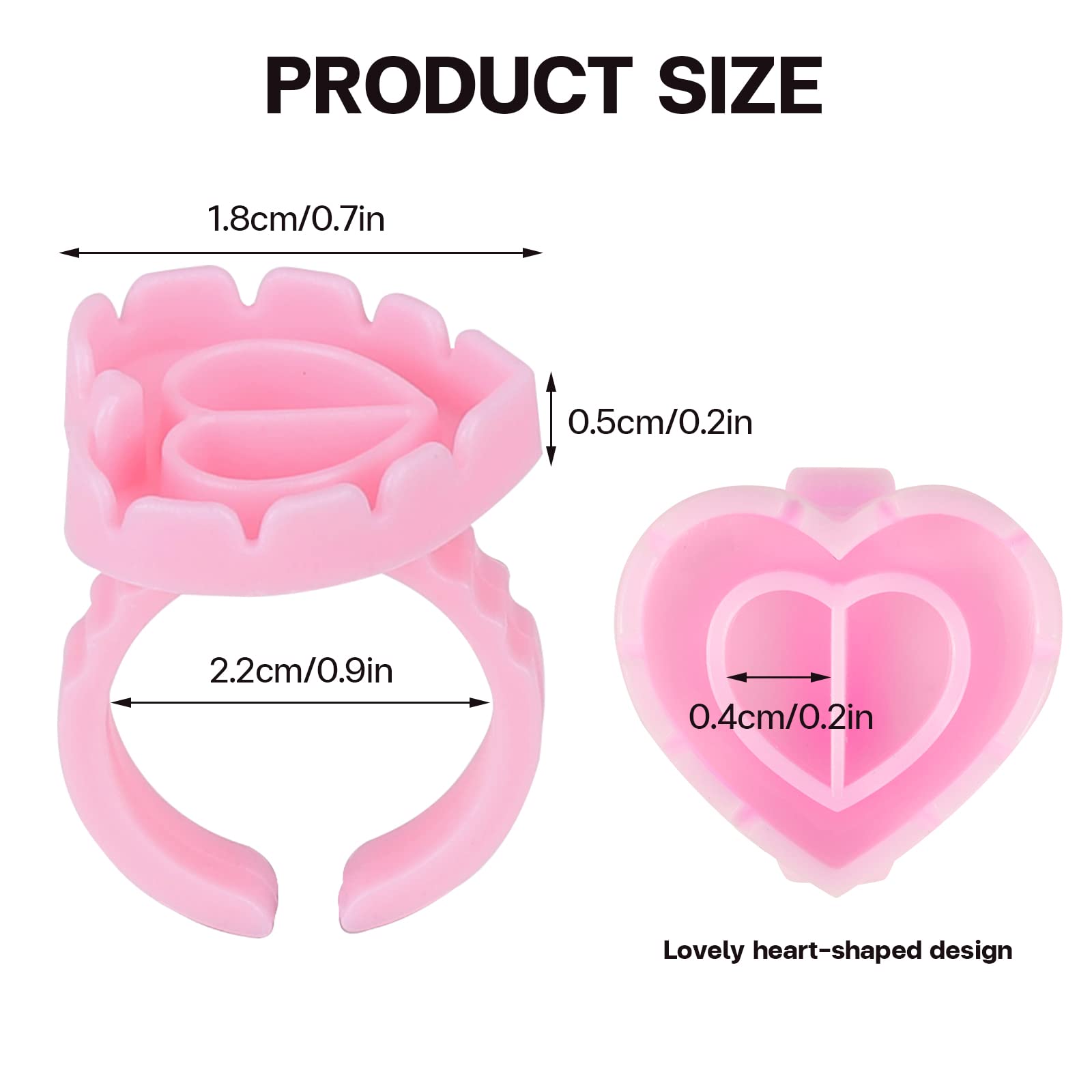 100Pcs Pink Heart Glue Rings, Disposable Lash Extension Glue Holder Rings, Double Wells Adhesive Pallet for Eyelash Extensions, Nail Art, Makeup, DIY Craft, Salon Home Use