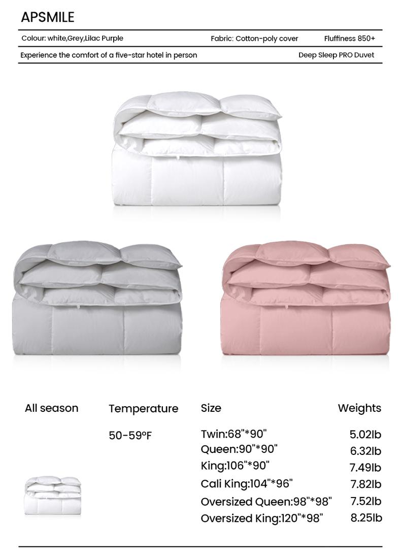 APSMILE Goose Feather Down Duvet Comforter-Fluffy Duvet Insert-Luxurious bedding comforter Kingsize Queensize gray white duvet insert Hotel collection comfy comforter fluffy cloud bed duvet blanket-TikTokShopLaborDaySale