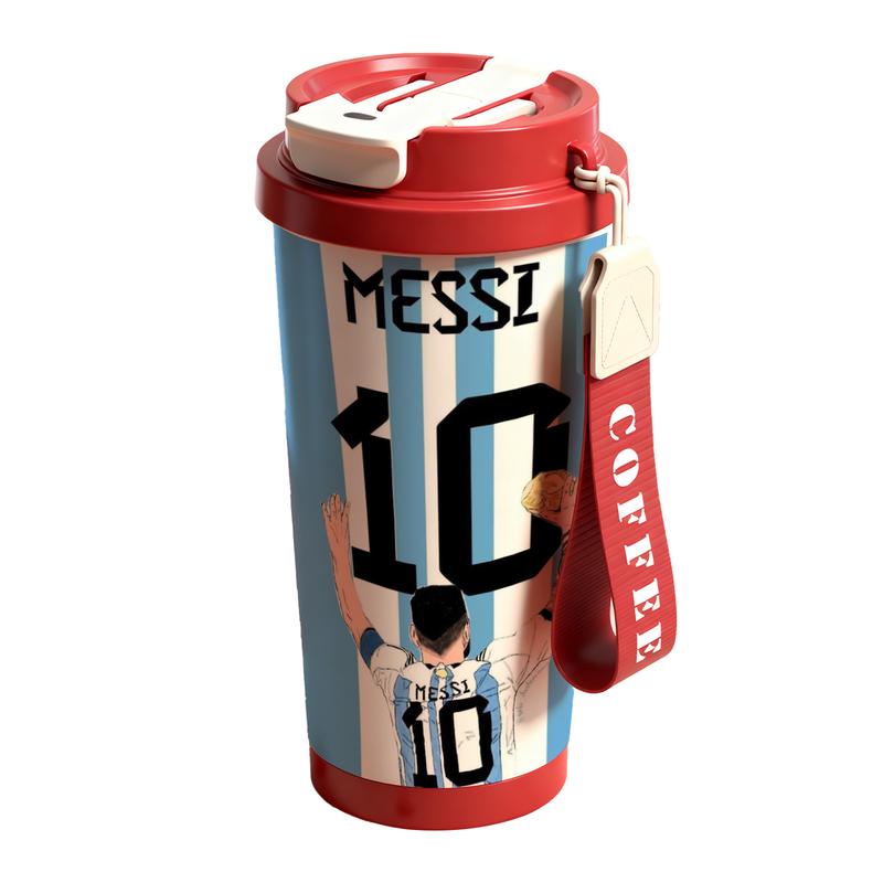 Auracup 18 oz Soccer Vacuum Tumbler, Messi 10 Design Double-Wall Stainless Steel Insulated Mug with Lid and Strap, Leak-Proof Skinny Thermal Cup for Hot and Cold Drinks, Football Fan Coffee Travel Mug #TOP PICKS