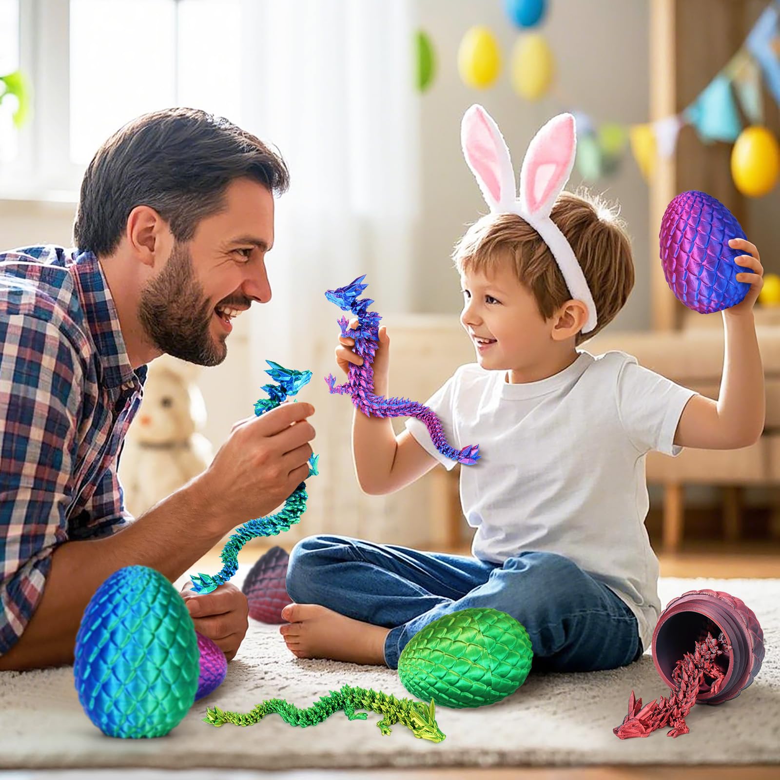 3D Printed Dragon Statue, 1 Count Vibrant Gradient Design Dragon Egg Ornament, Creative Desktop Decoration for Home Office, Home Decor Gifts