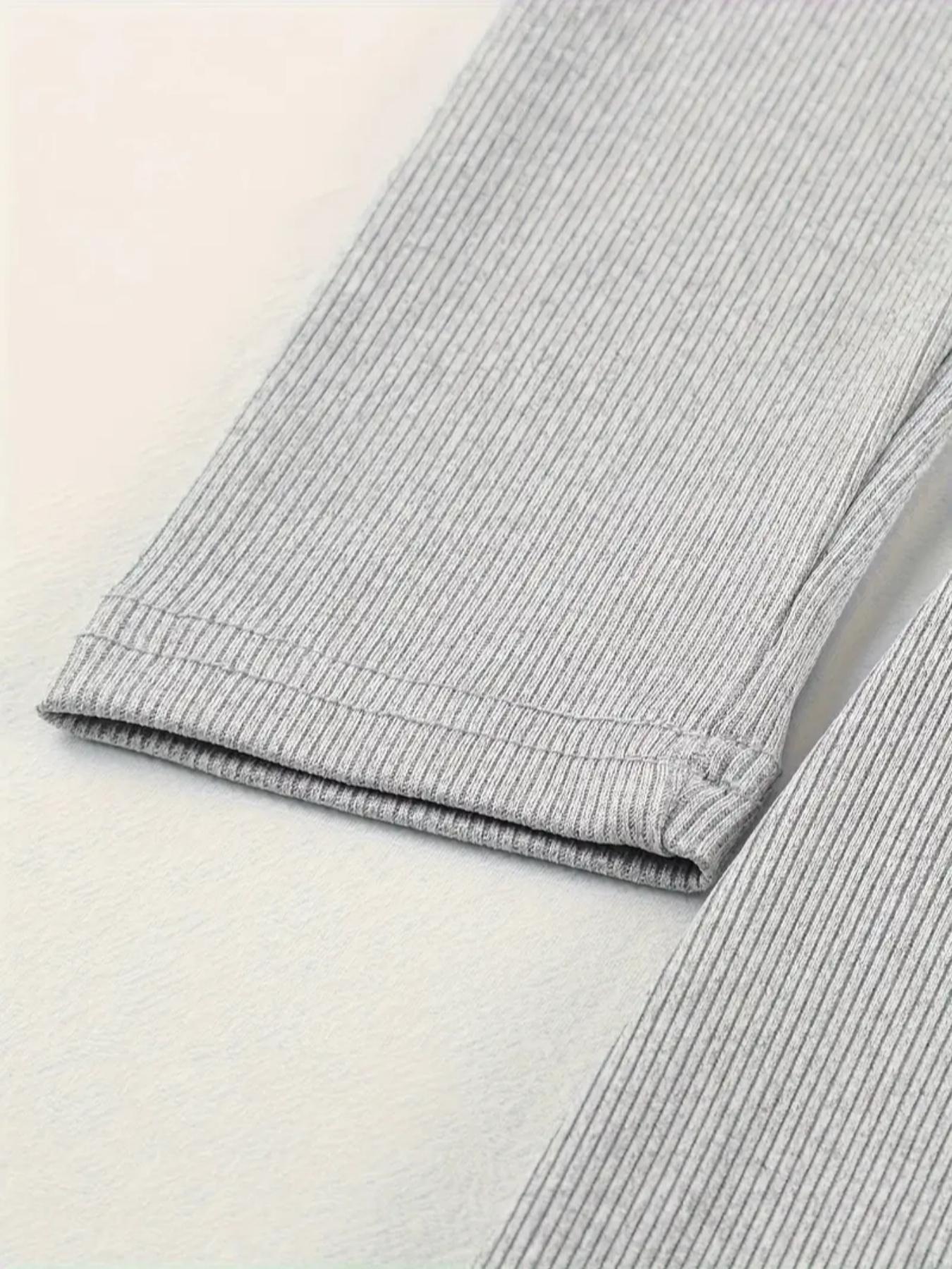 Women's Solid Scoop Neck Ribbed Bodycon Dress, Casual Long Sleeve Long Dress for Fall & Winter, Women's Clothing for Daily Wear