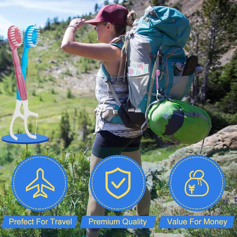 26 PCS 5-in-1 Mini Brushes Disposable Toothbrushes with Toothpaste and Pick, Individually Wrapped, Portable On The Go Toothbrush for Work Travel - 4 Flavors