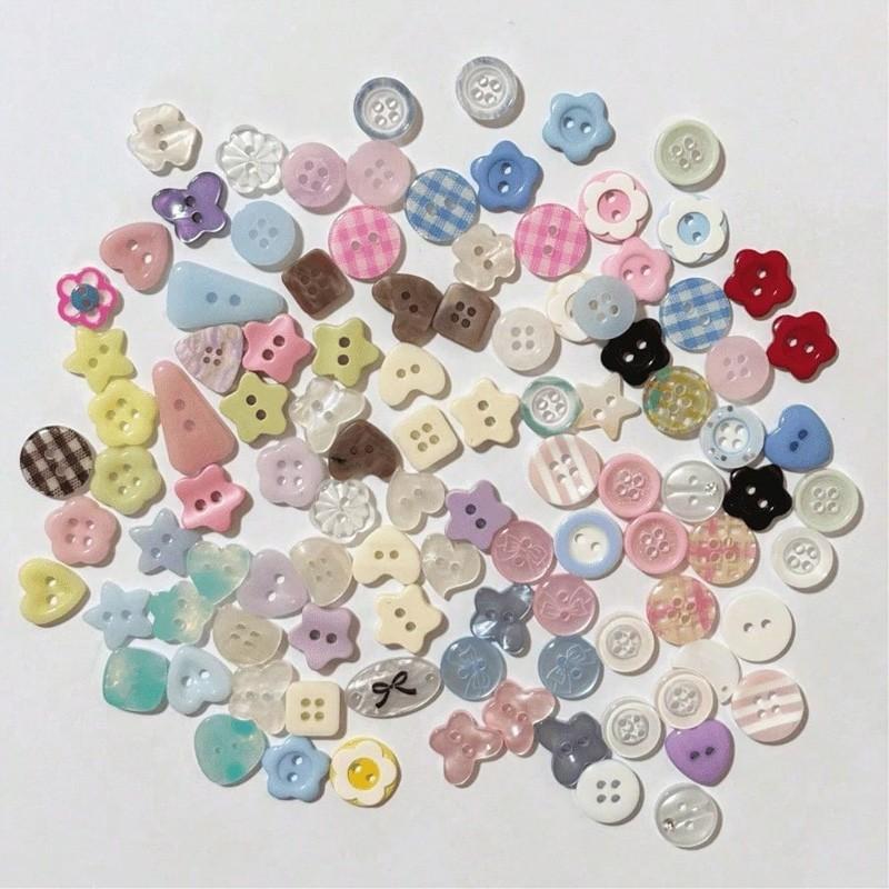 Colorful Plastic Buttons, Handmade Decorative Buttons, Sewing Accessories, Flat Embroidery Craft Buttons, Fashion Clothing Parts, DIY Projects