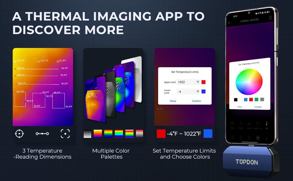 TOPDON TC001 Thermal Camera for Android, 256x192 IR High Resolution, Thermal Imaging Camera, Thermal Imager - Optimized Temperature Accuracy, Works for Smartphones and Tablets & PC(not for iOS)