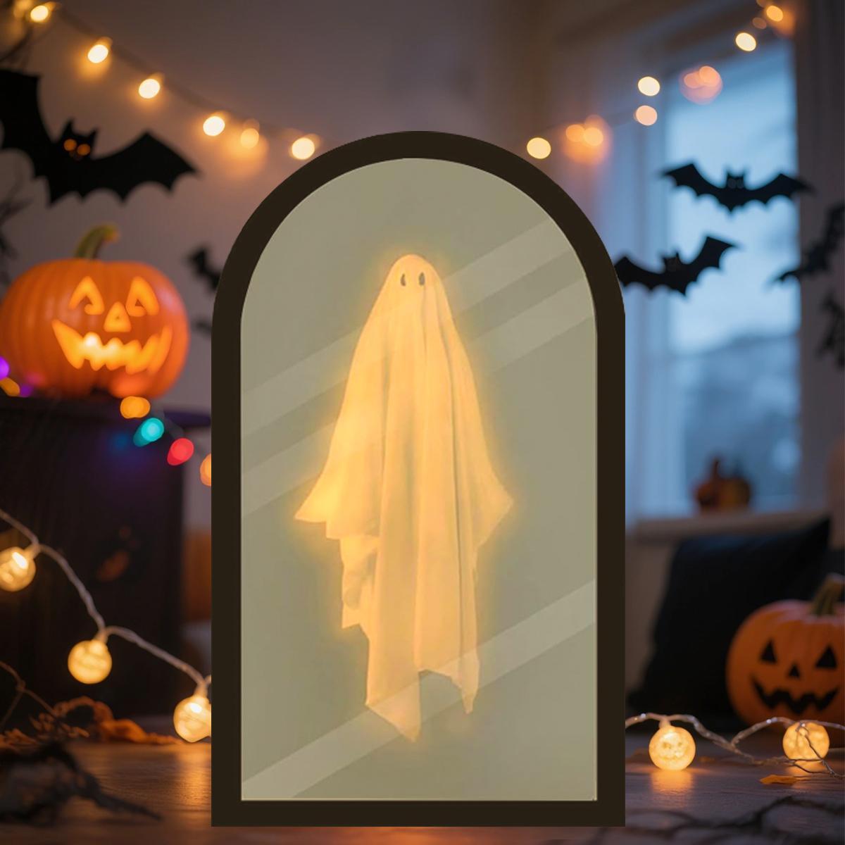 Ghost Mirror Halloween Decor – LED Holographic Ghost Illusion Mirror, 2-in-1 Daytime Mirror Nighttime Ghost, Spooky Tabletop Decoration for Mantel Shelf Party, Creepy Cute Gift for Kids Adults Ghost Mirror Halloween Decor – LED Holographic Ghost Illusion Mirror, 2-in-1 Daytime Mirror Nighttime Ghost, Spooky Tabletop Decoration for Mantel Shelf Party, Creepy Cute Gift for Kids Adults