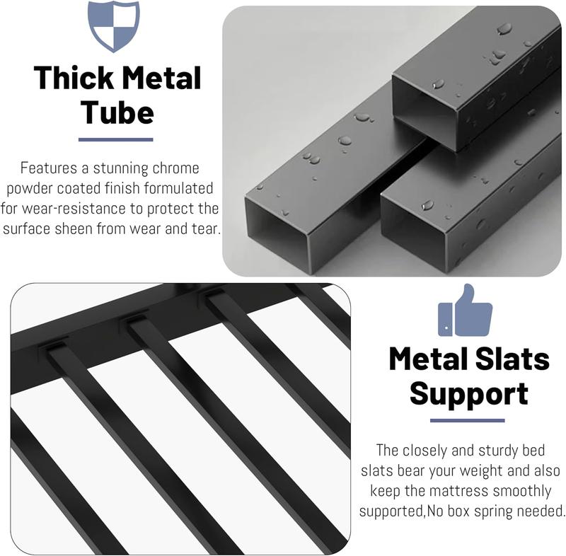 Queen Over Queen Bunk Beds Frame for Adults, Metal Bunk Bed Queen Size with Storage Shelf, Heavy-Duty Bunk Bed Frame with Ladder and Slats Support ,Space-Saving, Noise Reduced, Black