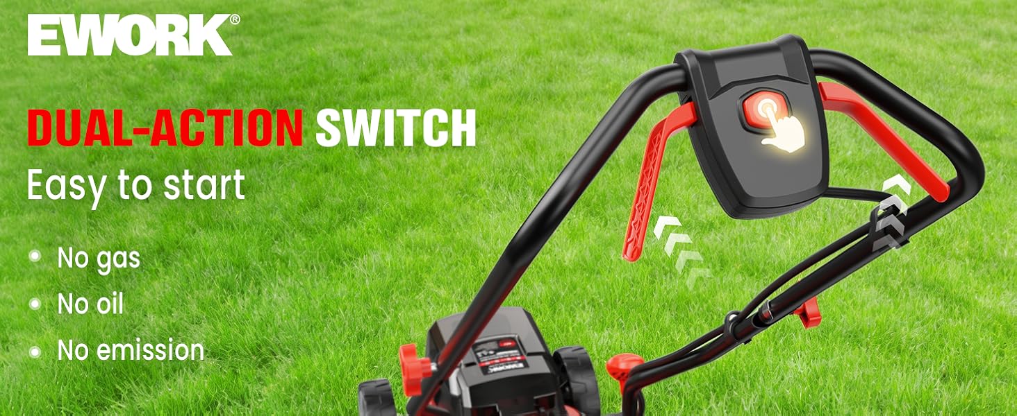 EWORK 40V Electric Lawn Mower Cordless, 14" Electric Push Mower with 2x4.0Ah Batteries & Charger, 3800RPM Motor, 6-Height Adjustment, 21Lbs Lightweight Battery Powered Lawnmower for Garden, Small Yard