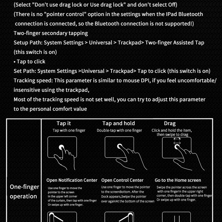 JOMAA Bluetooth Wireless+Wired Trackpad 2.4G Tri-Mode Touchpad Mouse Rechargeable High-Precision Touchpad for IOS Mac Windows