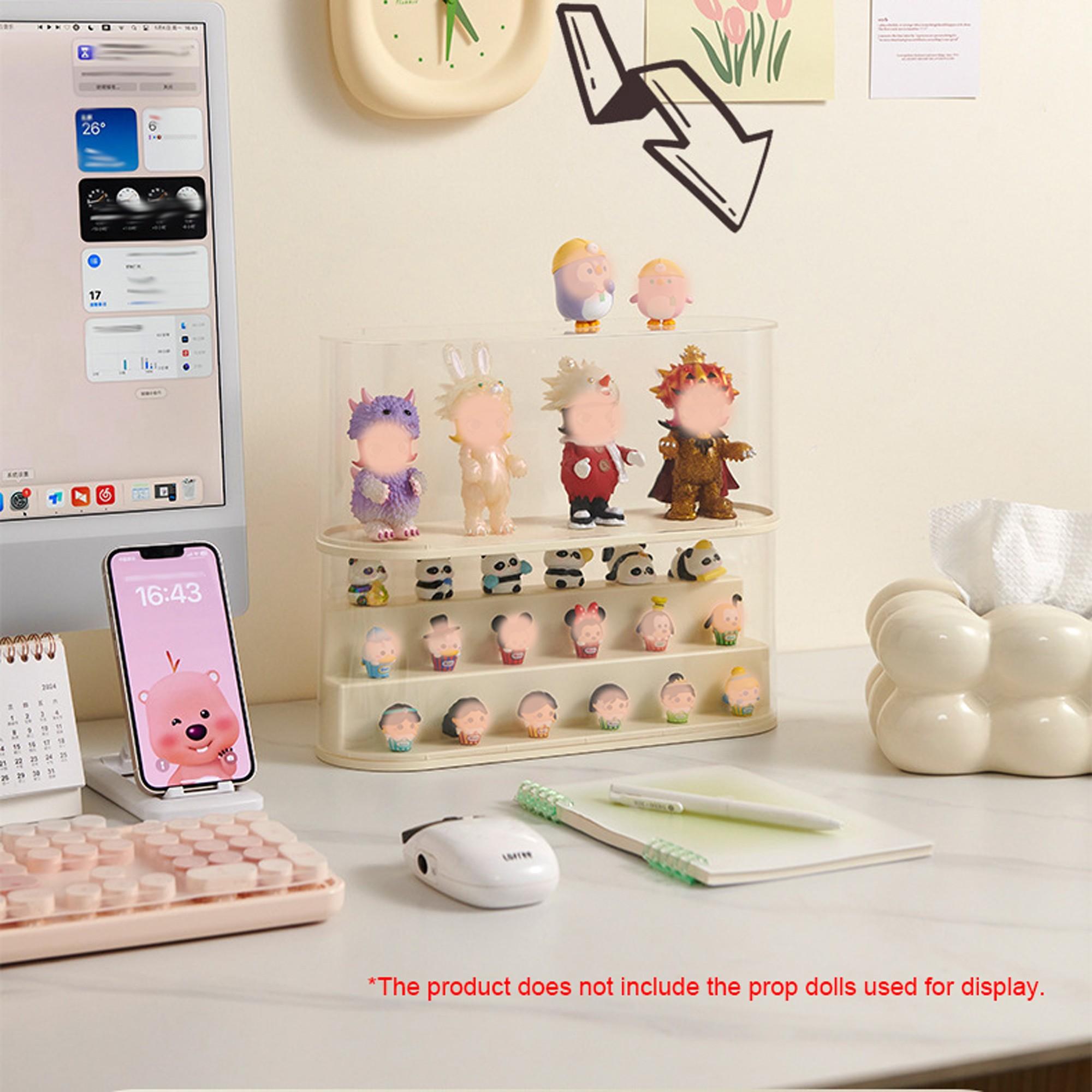 Stackable Staircase Desktop Storage Display Box, Curved Edge Design, Transparent Dustproof Moisture-Proof Cover, Perfect for Mini Figures, Figurine