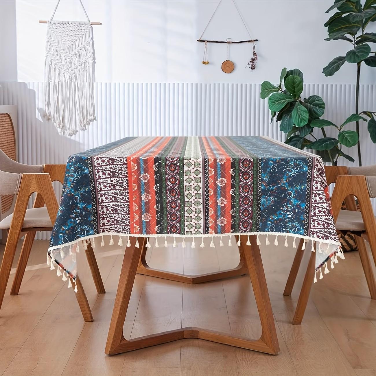 1pc Boho Style Table Runner with Fringe Print, Easy to Clean, Perfect for Living Room Home Decor, Ideal for Dining Tables