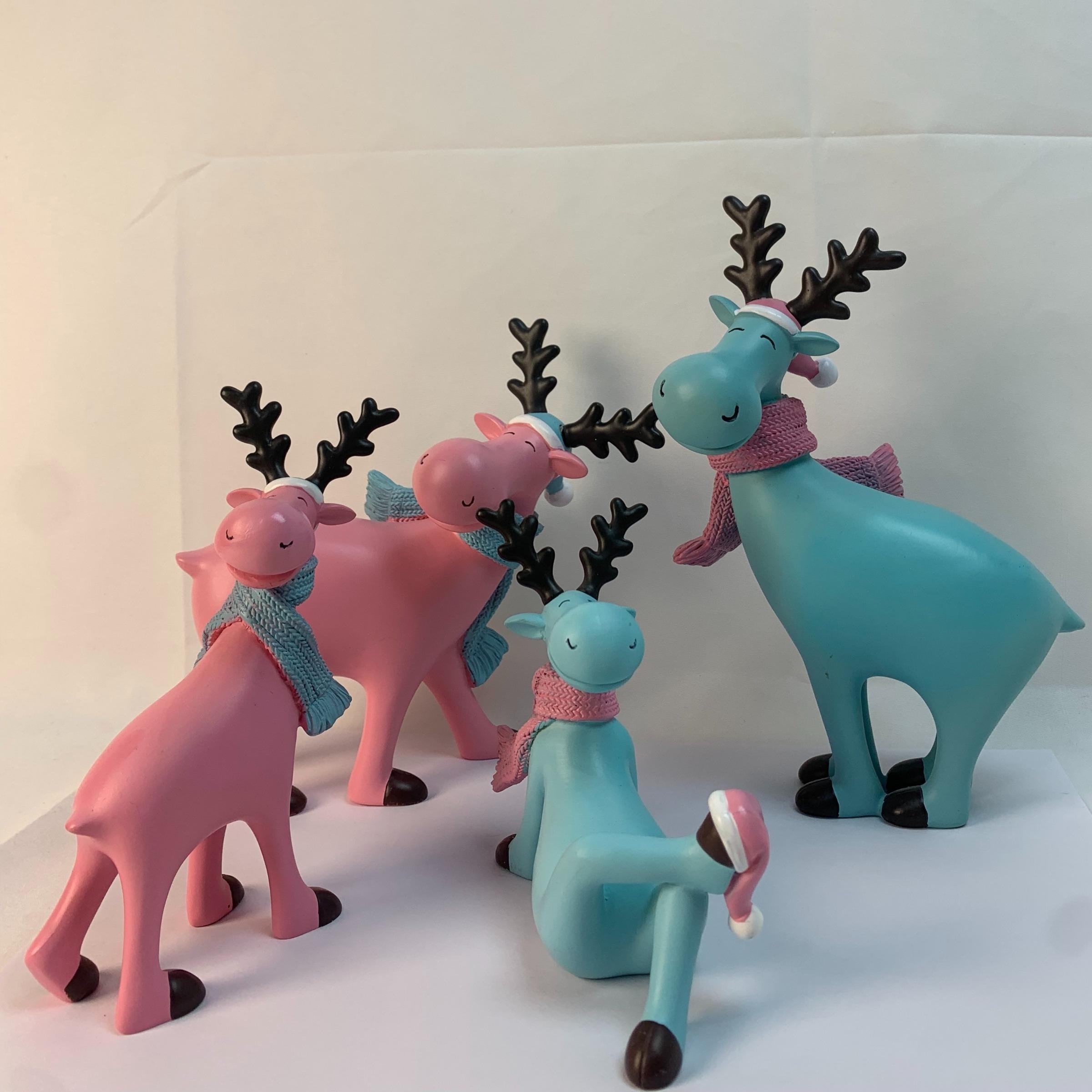 Creative Christmas Reindeer Sculpture Decor, Home Office Deer Statue, Artificial Animal Craft, Festive Holiday Decoration, Resin Ornament