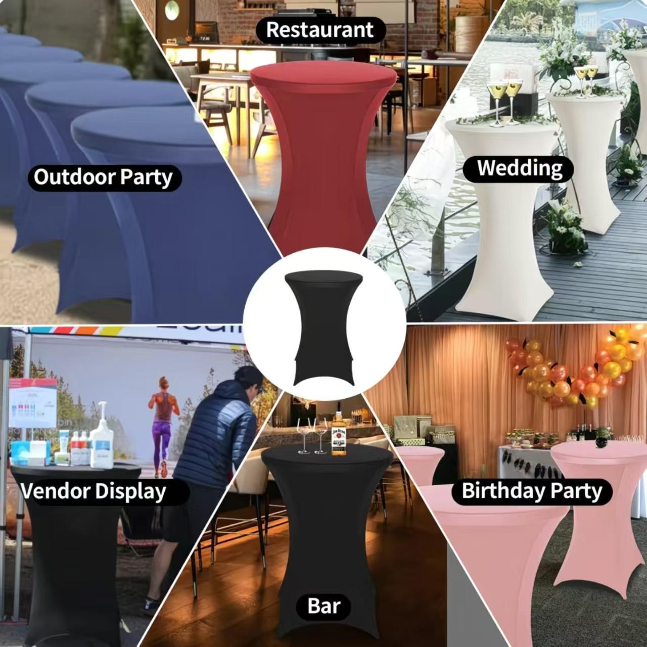 Cocktail Table Covers, 1 Count Solid Color Fitted Stretch Table Covers, Suitable for Bar Table Pub Table, Party Wedding Supplies
