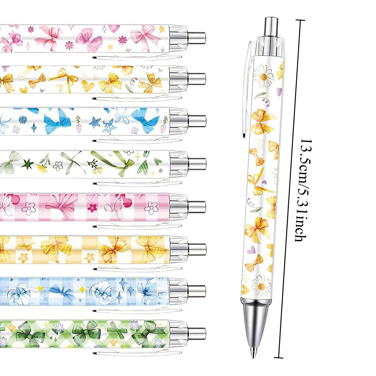 8/16/24 Pcs Flower Ballpoint Pens, Floral Pens Bulk, Floral Birthday Party Favors for Women, Black Ink Flower Fine Point, Smooth Writing Pens, Journaling Gifts Office School Teacher Coworker Supplies