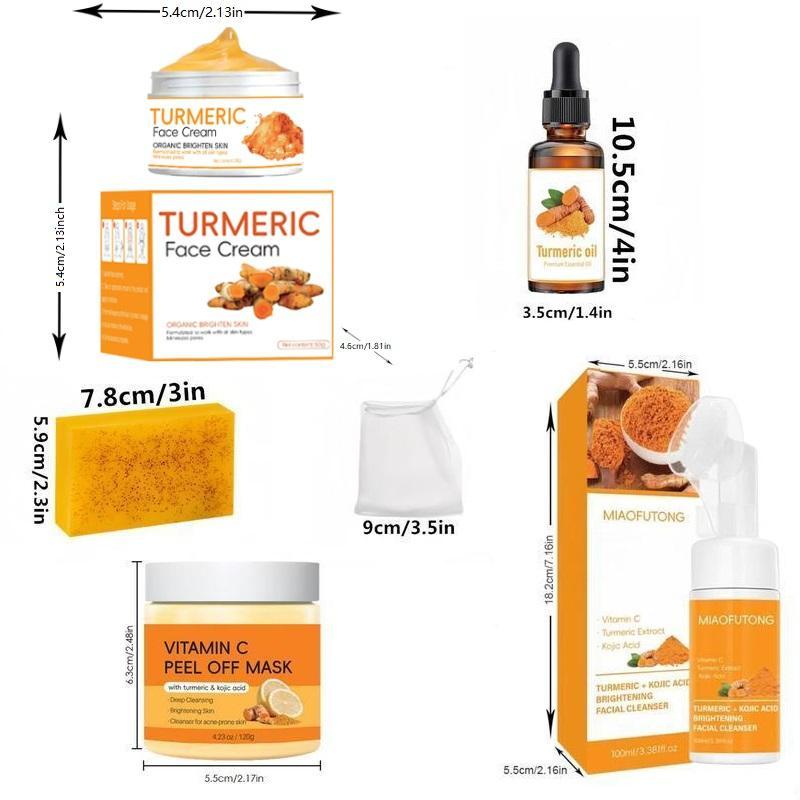 Organic Turmeric Vitamin C Kojic Acid Skincare Set, Cruelty-Free Brightening Routine, Natural Ingredients, Fades Dark Spots, Improves Dull Skin