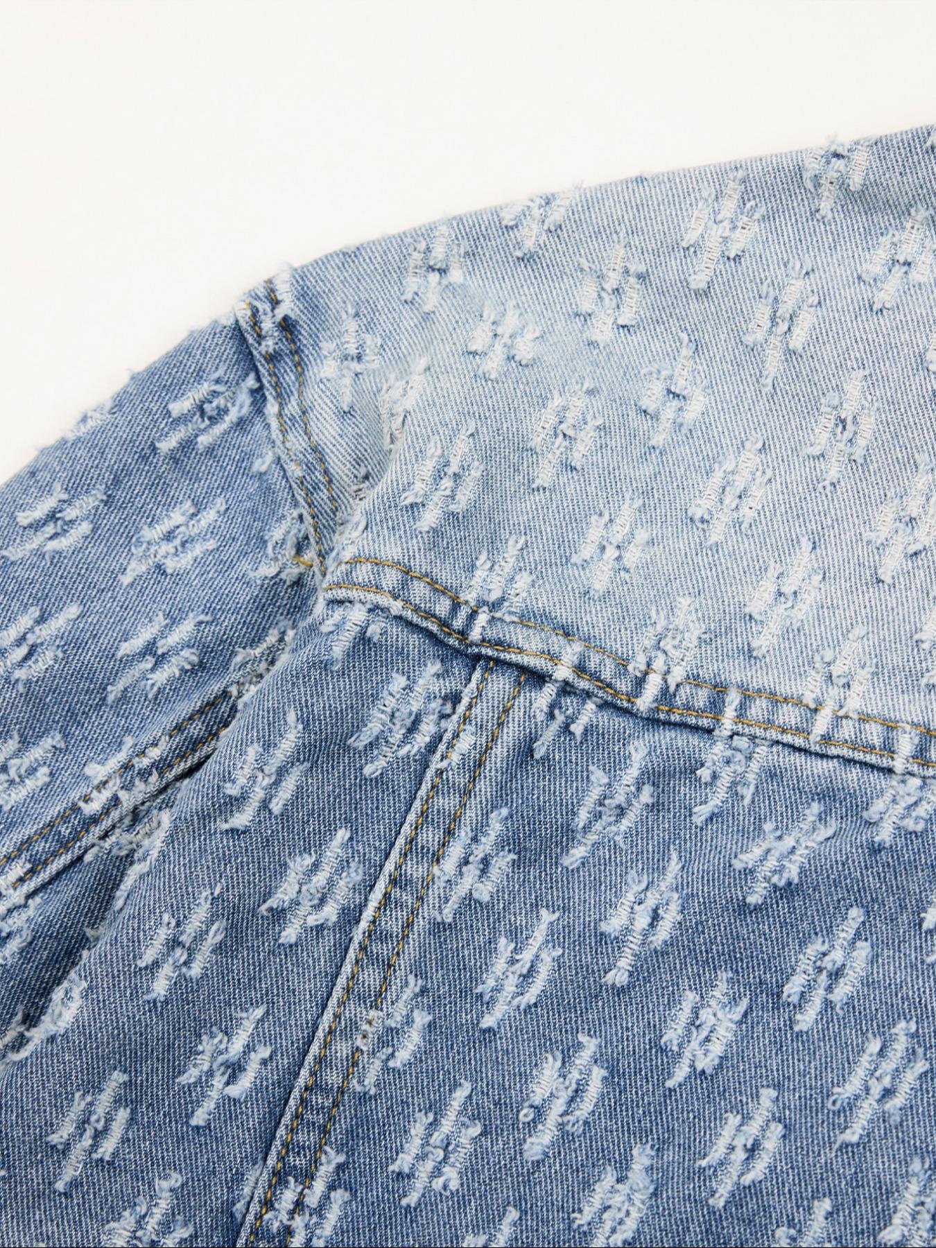 Men's Fashion Casual Washed Light Color Single Button Long Sleeve Collared Denim Jacket, Trendy Street Style Ripped Jean Coat for Outdoor Wear Gift