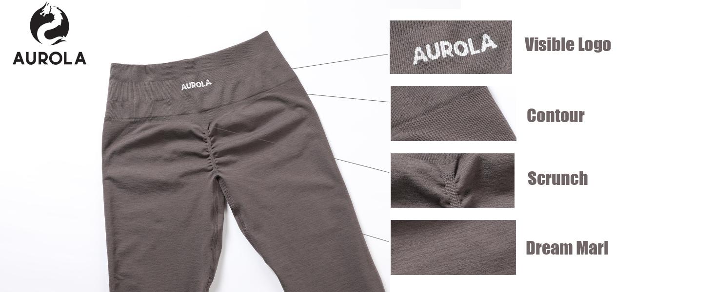 AUROLA Dream Marl Workout Leggings for Women Seamless Scrunch Tights Tummy Control Gym Fitness Girl Sport Active Yoga Pants